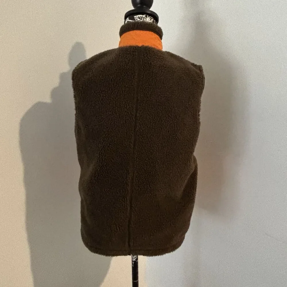 PATAGONIA Brown Orange Retro X Deep Pile Fleece Zip Vest Kids XL /Women’s Small - Picture 3 of 6
